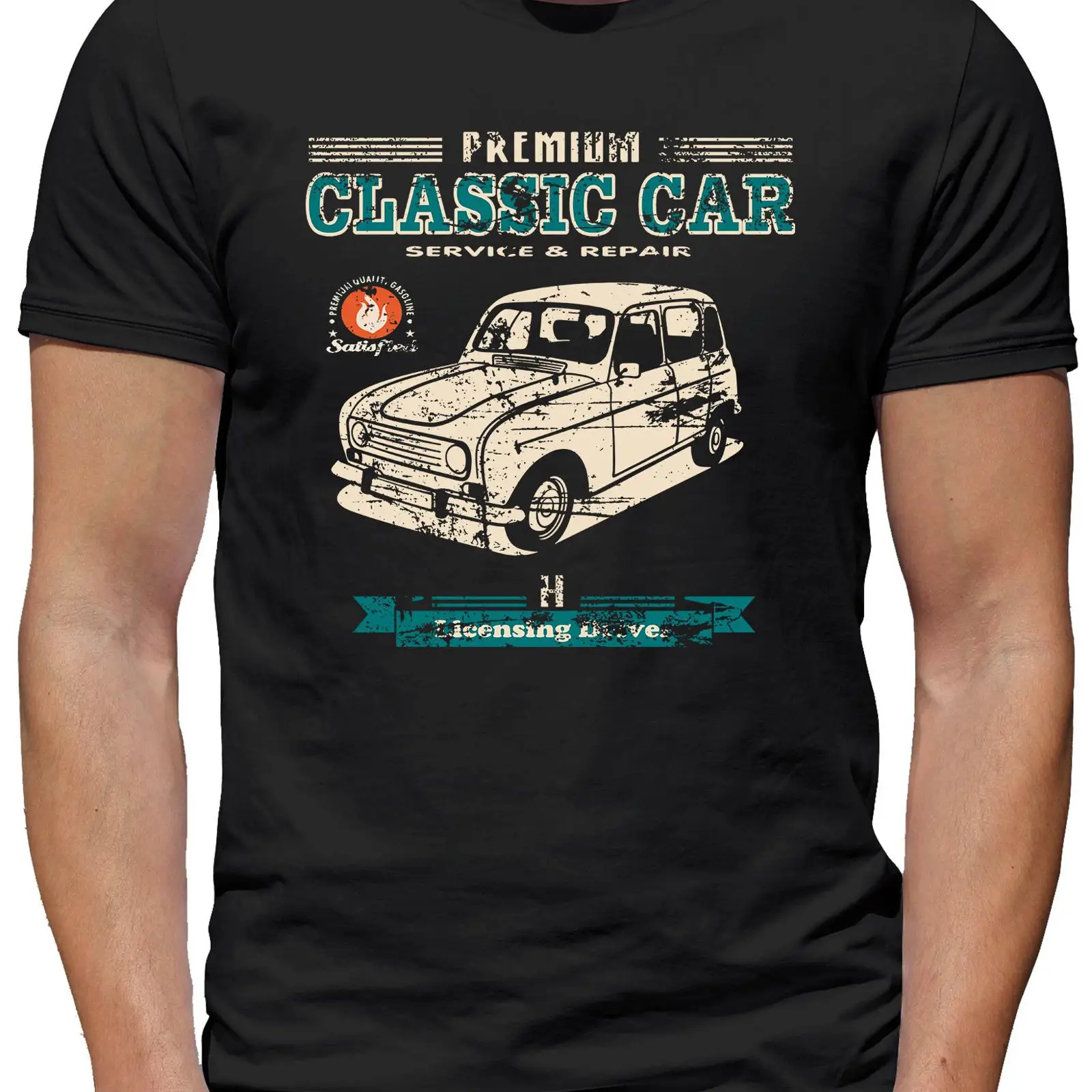 Vintage Fashion Herren - T-shirt Uomo Vintage Lavato Stile Casual