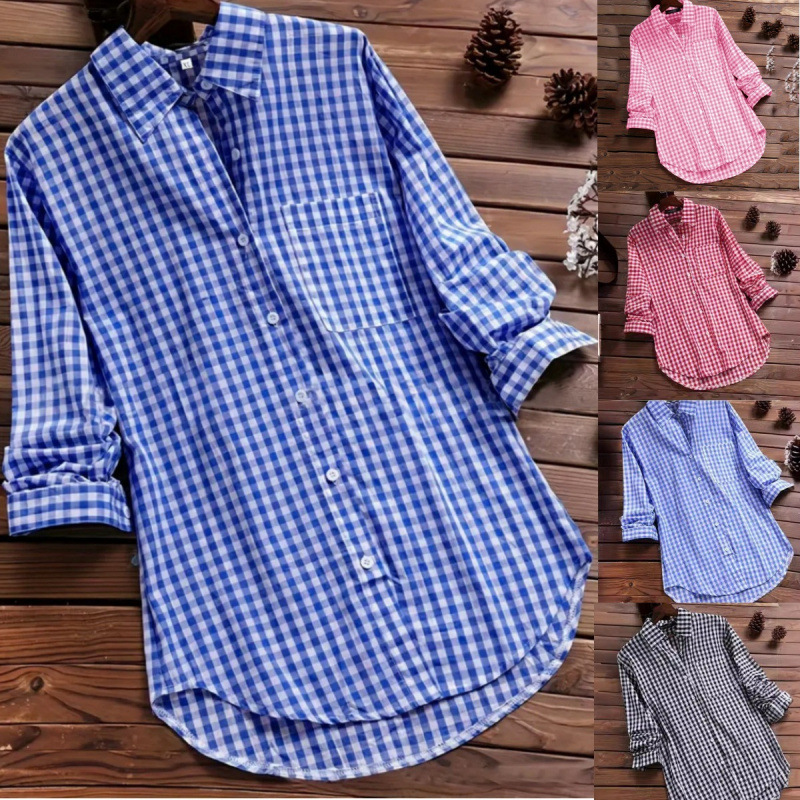 Vintage Fashion Ebay - Camicia a quadri larga con colletto,